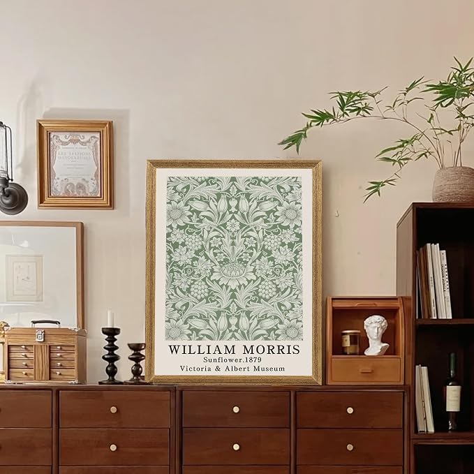 SYWENNOI Wood Framed Wall Art Print, Classic William Morris Floral Print - Image 2