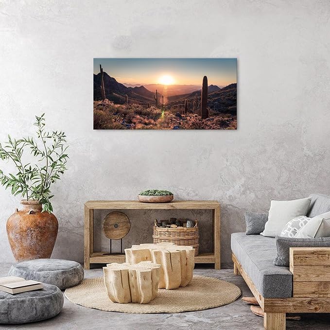 Sunset Sonoran Desert Wall Art Cactus Decor Arizona Mountain Wall Art Pictures - Image 4
