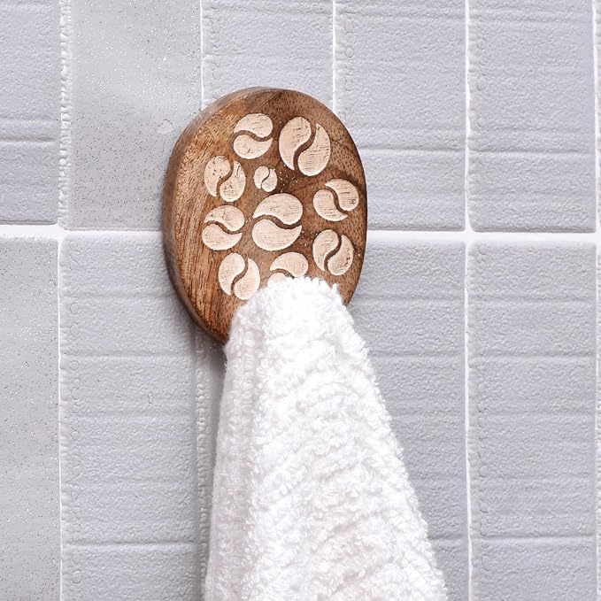 Indian Shelf 6 Lb- 6 Pieces Decorative Wood Adhesive Wall Hooks–Boho Peel and - Image 8