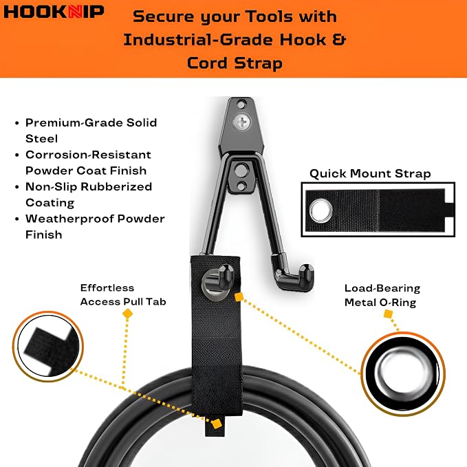Pack 13 Garage Hooks Heavy Duty | Multi-Sized Wall-Mounted Tool Hangers - Image 4