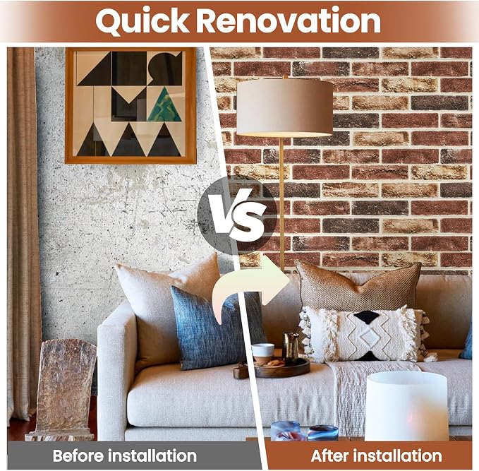 3D Wall Panels Brick Peel and Stick 26.7"x13.4"-10 PCS - Image 6