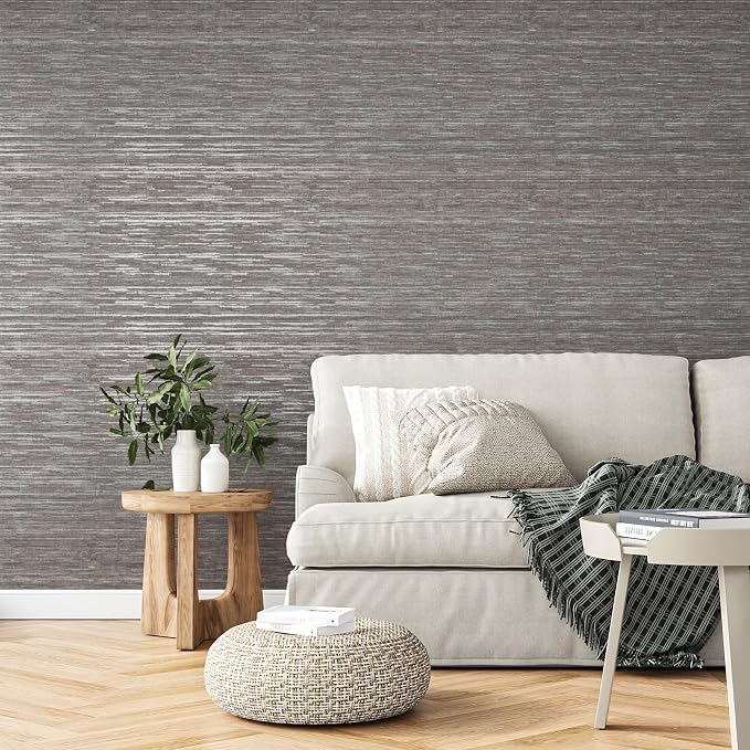 VEELIKE Lustre Brown Grasscloth Wallpaper Textured Woven Wallpaper Peel and - Image 5