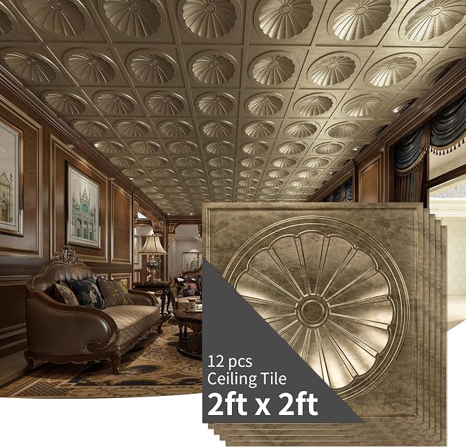 Art3dwallpanels Ceiling Tiles 12 Pack Drop Ceiling Tiles, 24 x 24 Inch High - Image 8