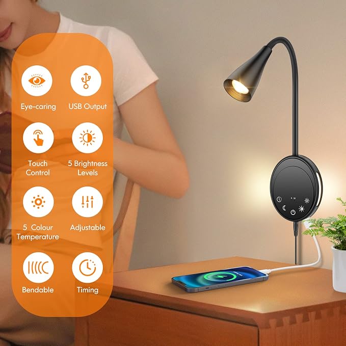 SANKEDOU LED Wall Mount Reading Light, Bedside Reading Lights - Image 7