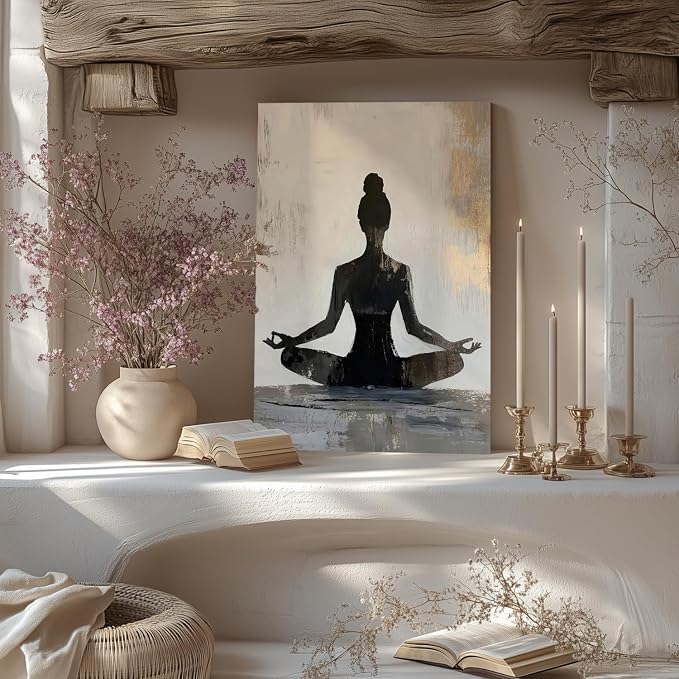 GELDSTEI Framed Zen Wall Art, Modern Yoga Girl Canvas Painting, Tranquil - Image 3