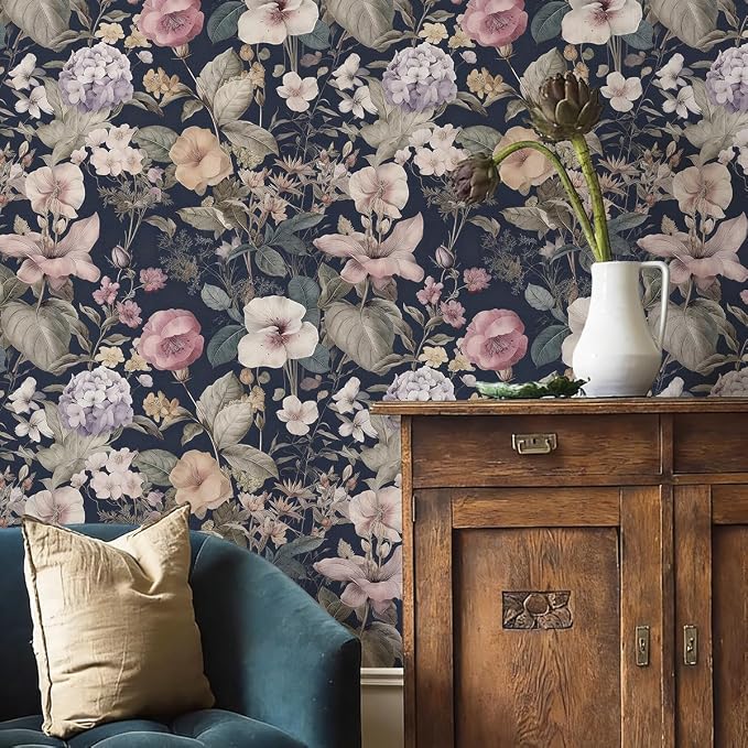 Jeweluck Vintage Floral Peel and Stick Wallpaper Floral Contact Paper 16.9" x - Image 7