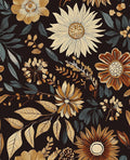 Boho Floral Wallpaper Peel and Stick, Vintage Dark Sunflower Contact Paper by VOLEAARWALLPAPER