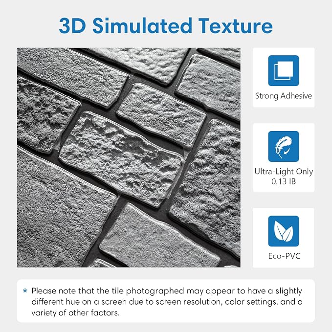 COMSTICKC 3D Wall Panel Peel and Stick, Faux Stone Wall Panel 10 Pcs 12"X12" - Image 3