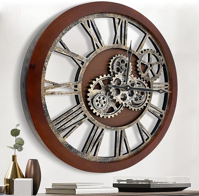 The B-Style Large Wall Clock 24 inch Moving Gear Wall Clock Oversized Vintage by TheB-StyleTB