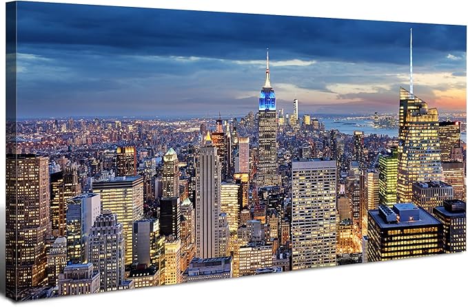 Extra Large New York City Wall Art NYC Skyline Office Wall Decor Sunset by HOME