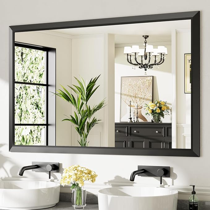 Briivue 55x36 Inch Black Bathroom Mirror by Briivuemodernmirrors