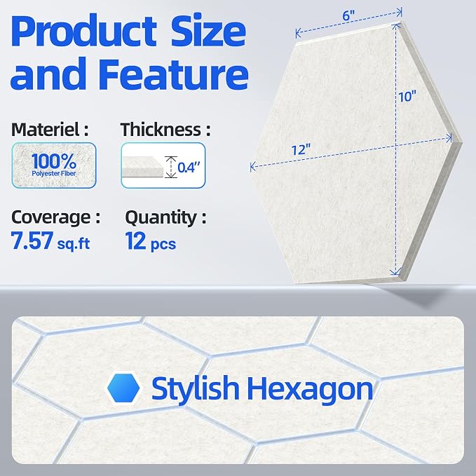 12 Pack Hexagon Acoustic Panels - Image 5