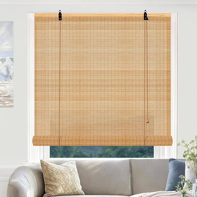 Bamboo Blinds - Bamboo Roman Shades 60Wx72L Outdoor Roller Blinds Retro Roller by Vteyeya