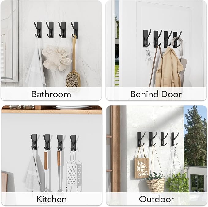 pickpiff Matt Black Self Adhesive Coat Hooks - Image 7