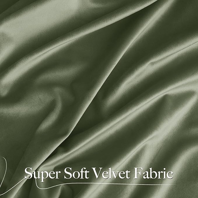 NICETOWN Sage Green Velvet Curtains & Drapes 108 inches Long 2 Panels, Elegant - Image 3