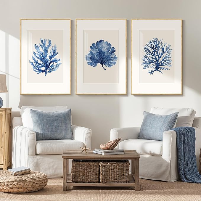 Framed Coastal Coral Watercolor Wall Art - Image 3