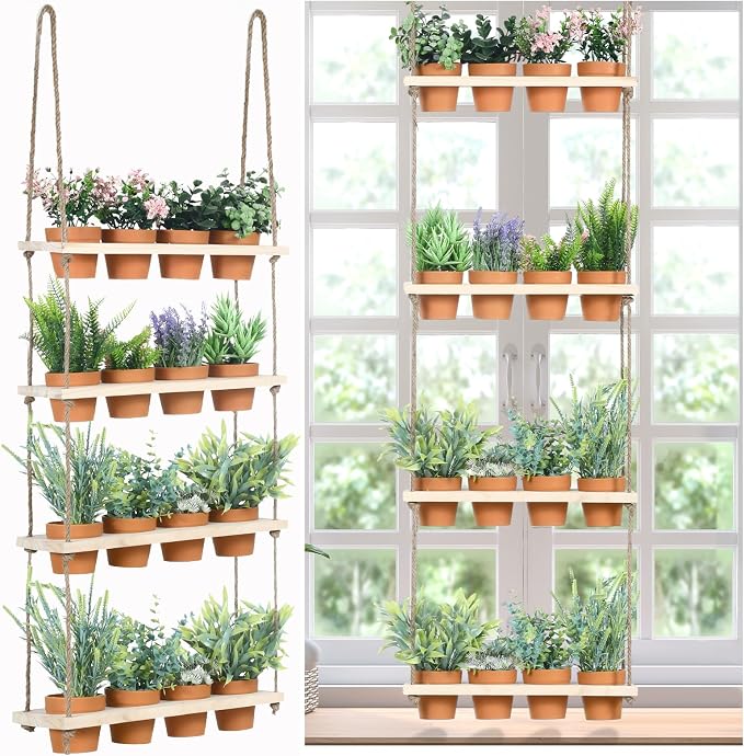 FillTouch 4 Tiered Window Plant Shelves Hanging Herb Planter Indoor Display by FillTouch