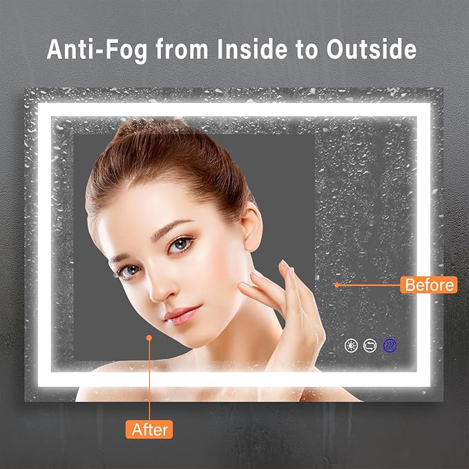 36x28 inch LED Lighted Bathroom Mirror - Image 4