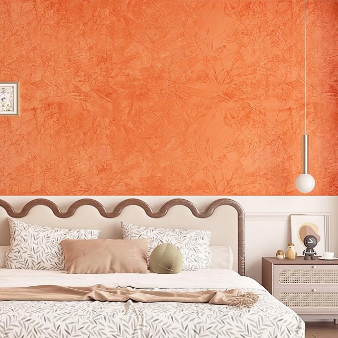 Wallercity Orange Crushed Felt Velvet Wallpaper Peel and Stick Creative Orange - Image 5