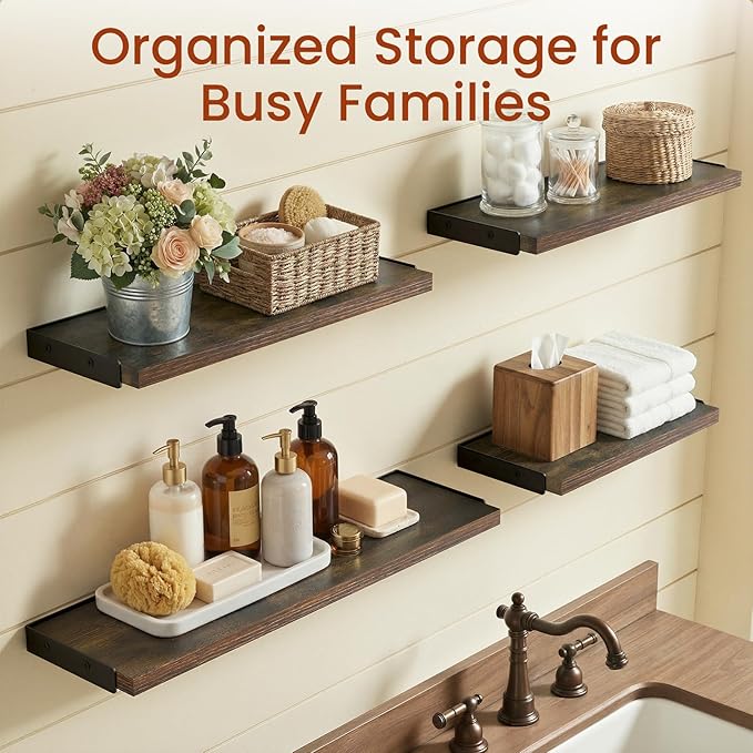 BAYKA Wall Shelves for Bathroom Decor, Floating Wall Shelves for Living Room - Image 2