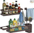 PUSDON 5-in-1 Shower Caddy & Kitchen Organizer Set, Wall Mount Wide Spice Rack by PUSDON