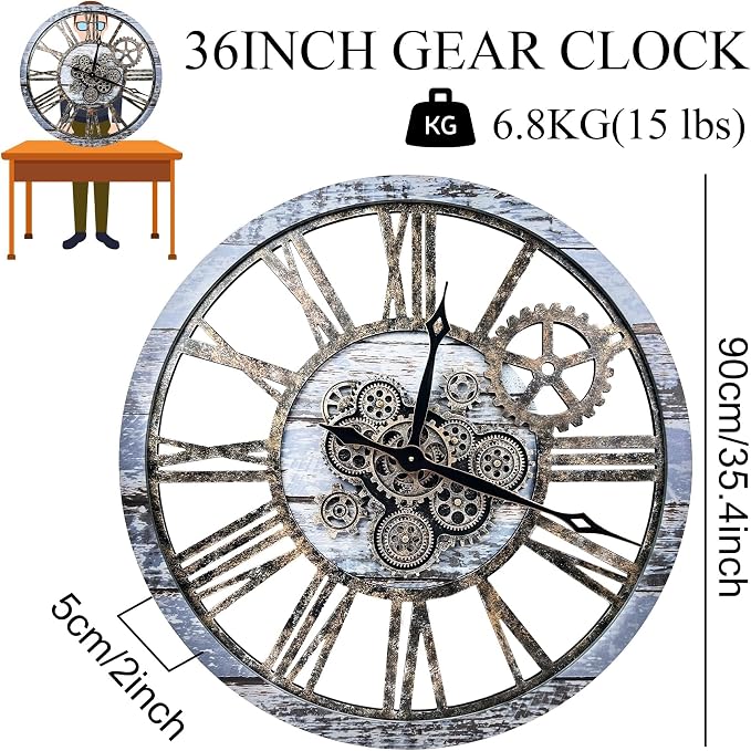 B-Style 36 Inch Large Wall Clock - Image 4