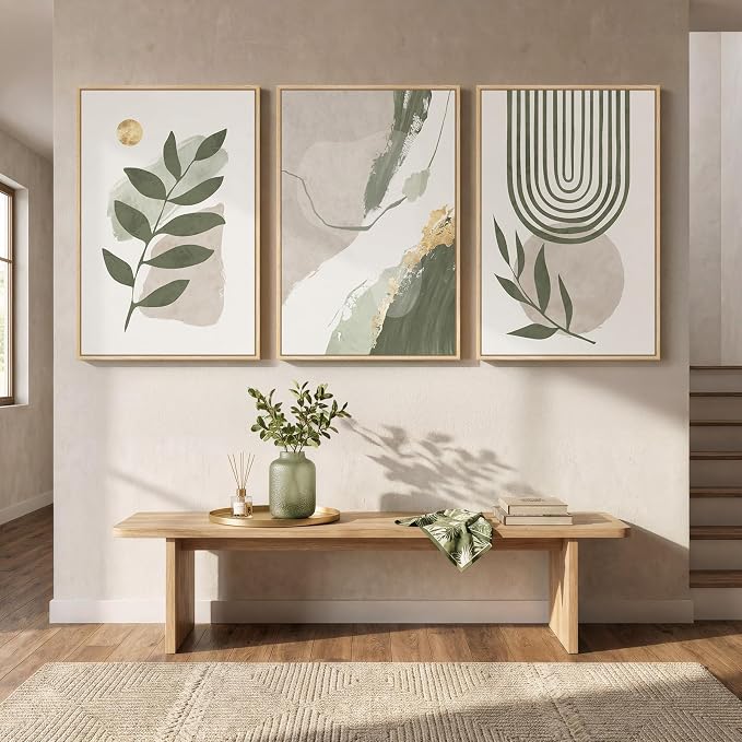 3 Piece Large Framed Abstract Boho Wall Art - Image 5