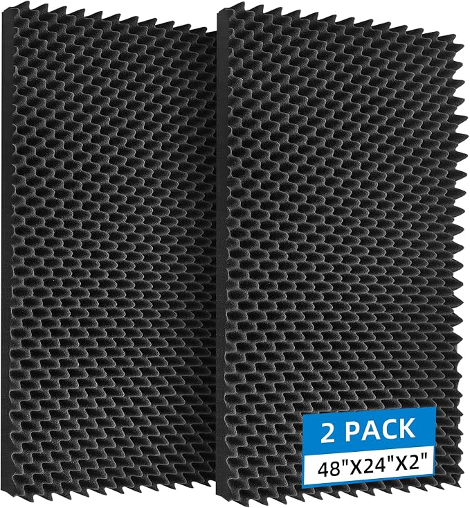 2 Pack Sound Proof Foam Panels |48"×24"×2" Quick-Recovery Soundproof Wall by GeynnpleSoundproofBoards