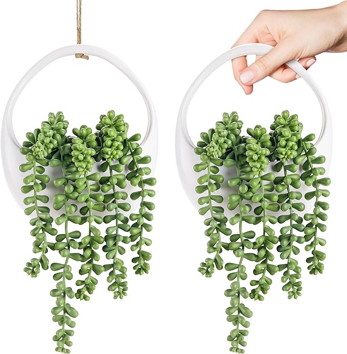 Der Rose 2 Packs Fake Hanging Plants Succulents by DerRose