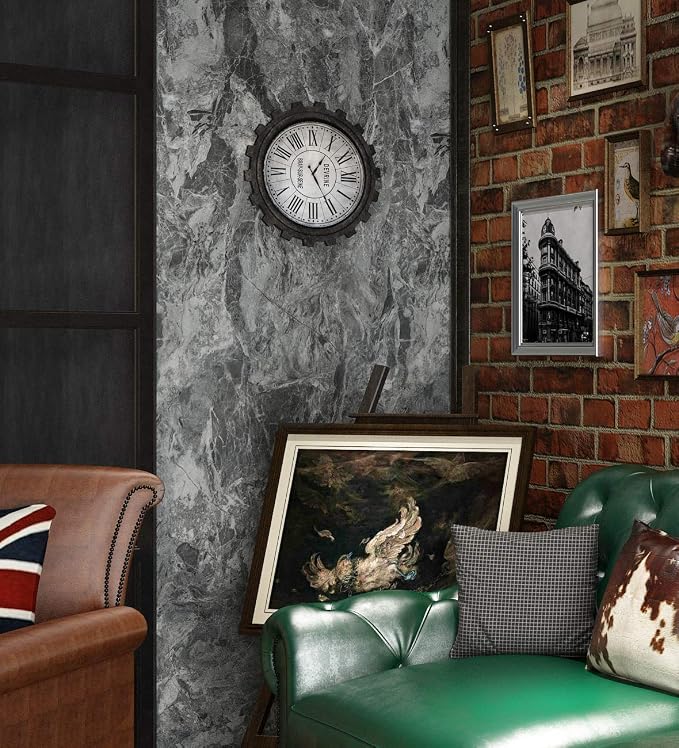 Livelynine Charcoal Concrete Wallpaper Peel and Stick Grey Contact Paper - Image 2