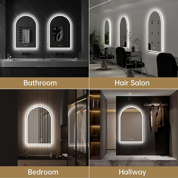 Arched LED Mirror for Bathroom 24"x36"- Frameless Lighted Bathroom Mirror - Image 8