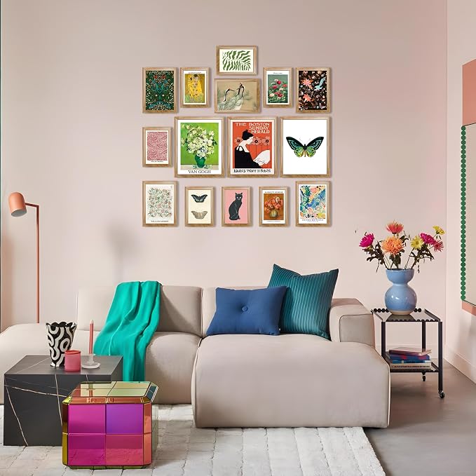 LANCHI95 Eclectic Framed Wall Art Set of 15 – Colorful Gallery Wall Decor - Image 4