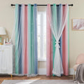 XiDi Curtains for Bedroom Decor, Rainbow Pinkgreen grey52/90 by Addsomecolortolife