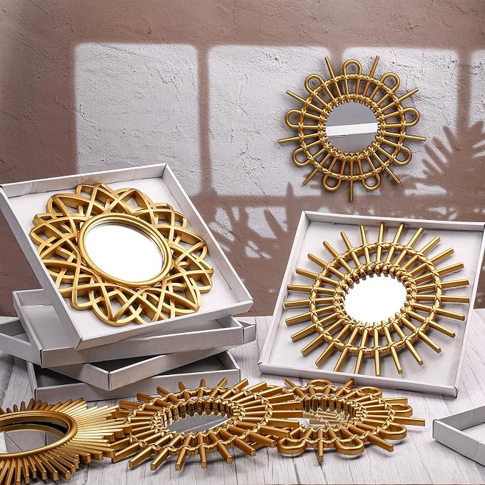 Namalu 6 Pcs Sunburst Mirror for Wall Decor, Small Circle Sun Espejos - Image 4