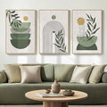 Large Framed Sage Green Boho Wall Art by Cuspin