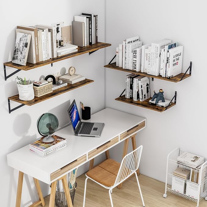 Heimlove Deep Floating Shelves for Wall, 24W x 12D Wood Wall Shelves Set of 2 - Image 2
