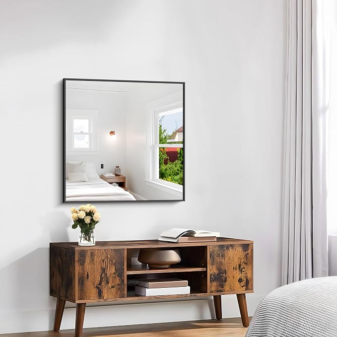 KOCUUY Bathroom Mirror, 30x30 Square Black Mirror - Image 5