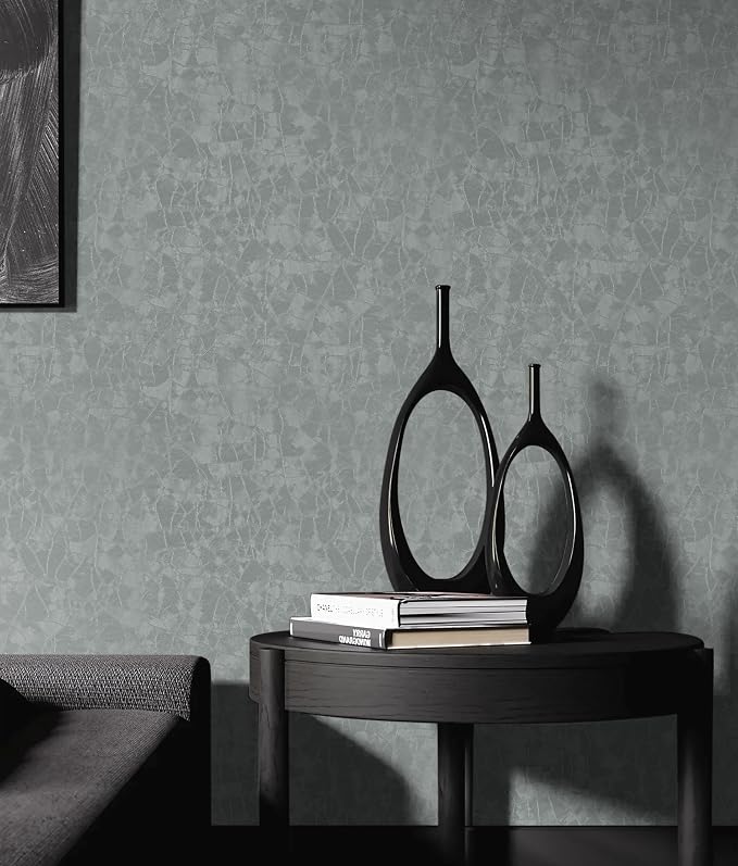 Yasinet Peel and Stick Wallpaper Removable Wallpaper Modern Grey-Green Embossed - Image 2
