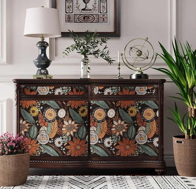 Boho Floral Wallpaper Peel and Stick, Vintage Botanical Contact Paper 17.5" x - Image 2