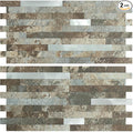 AULIGET 2 Sheets Beige & Brown Slate Peel and Stick Backsplash, PVC Mixed Metal by AULIGET