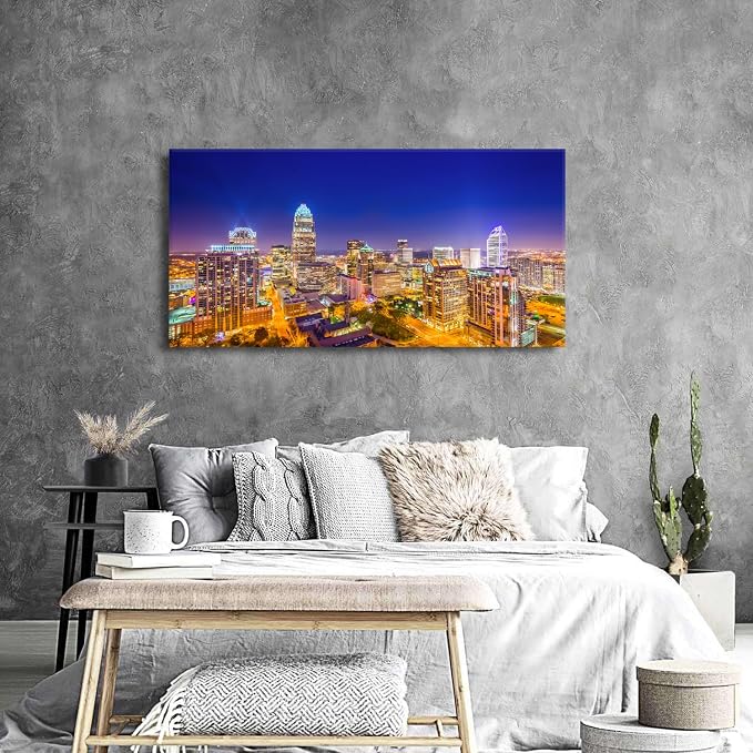 Charlotte City Skyline Wall Art Blue Night Cityscape Wall Decor North Carolina - Image 6