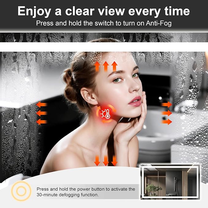 Led Mirror for Bathroom, 30x55 Bathroom Vanity Mirror for Wall - Image 6