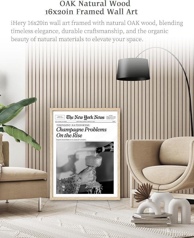 iHery Champagne Problems On the Rise Newspaper Headline Framed Wall Art - Image 2