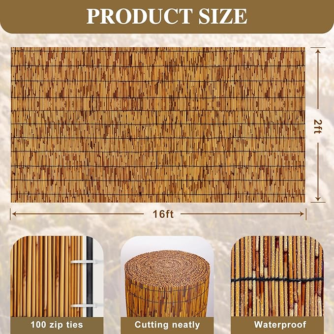 Bamboo Fencing–Handwoven, Bamboo Wall Panel Outdoor Privacy Reed Screening - Image 2