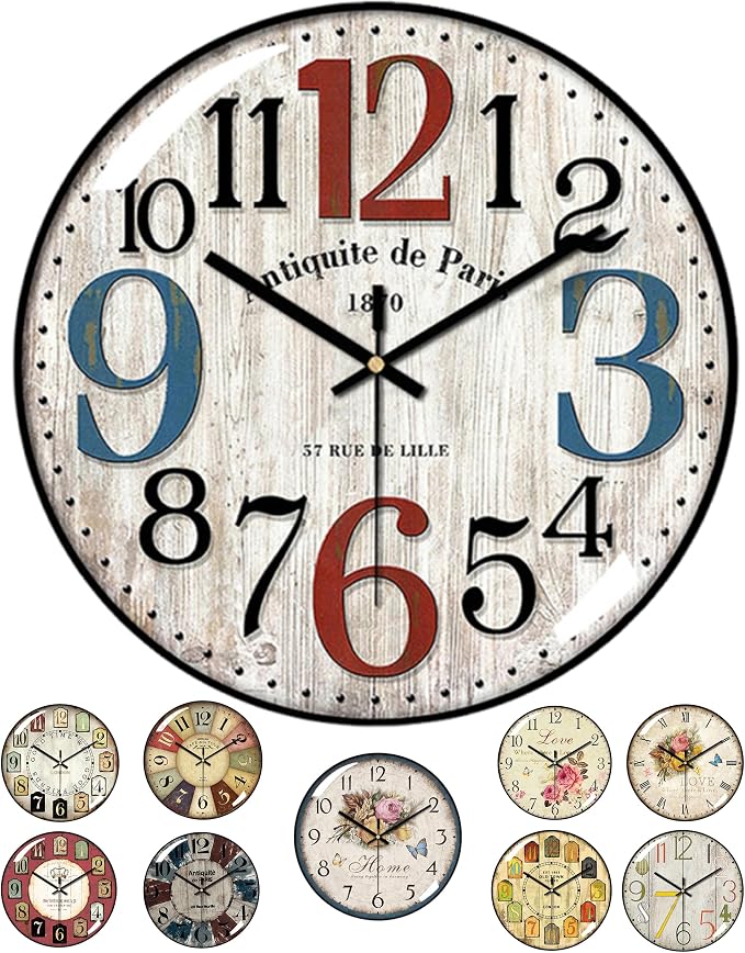 Decorative Wall Clocks Batterys Operated, Retro Wall Clock by Unknown