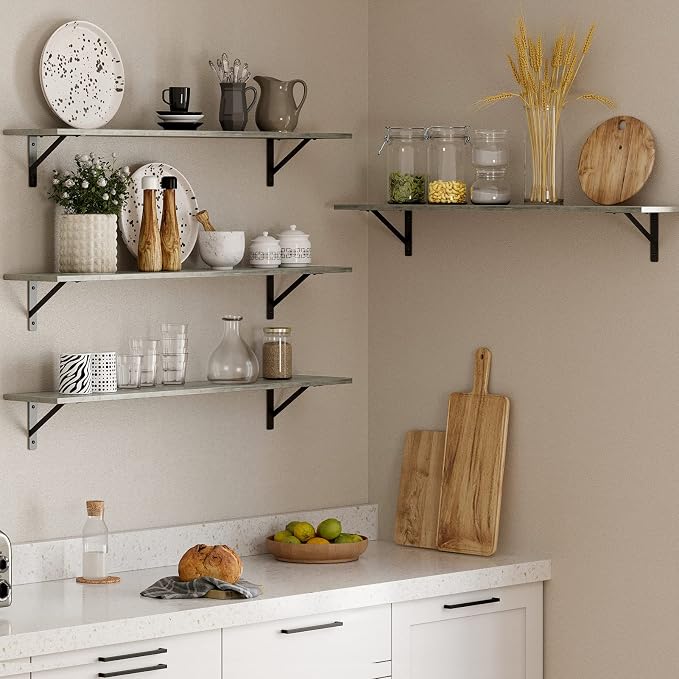 DINZI LVJ Long Wall Shelves, 39.4Inch Wall Mounted Shelves Set of 2, - Image 8