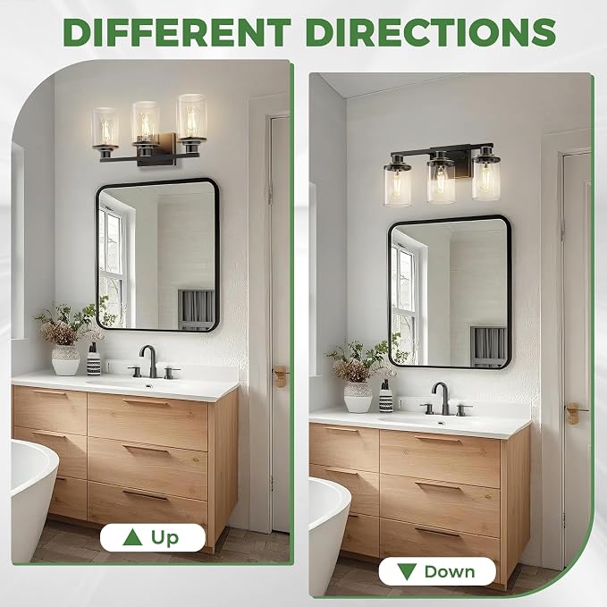 DORESshop 20 Inch Bathroom Light Fixtures, 3-Light Black - Image 7