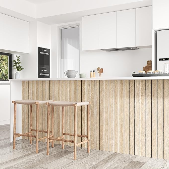 VEELIKE Large Roll Wood Wall Panels 30''x118'' White Oak Wood Slat Peel and - Image 6