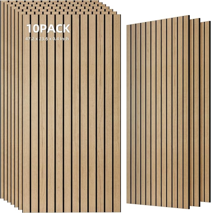 TO-TH Wood-Look Acoustic Wall Panels, 10 Pack 47.2” x 23.6” Acoustic Panels by TO-TH