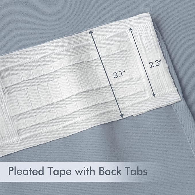 MIULEE Light Blue Back Tab Blackout Curtains 102 Inch Long 2 Panels Set - Image 4